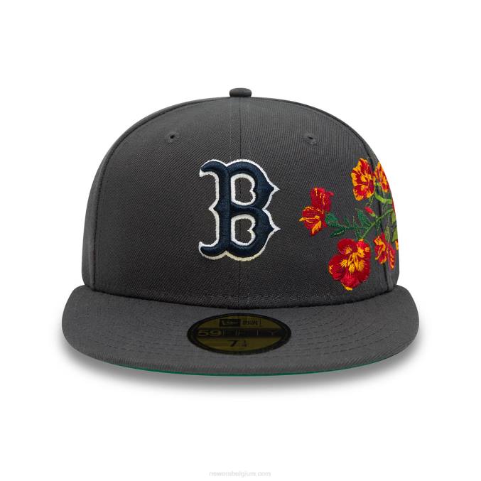New Era boston red sox mlb floral donkergrijze 59fifty getailleerde pet BT24381