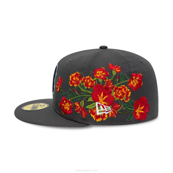 New Era boston red sox mlb floral donkergrijze 59fifty getailleerde pet BT24381