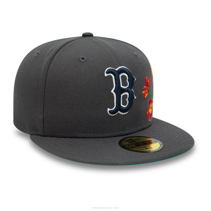 New Era boston red sox mlb floral donkergrijze 59fifty getailleerde pet BT24381