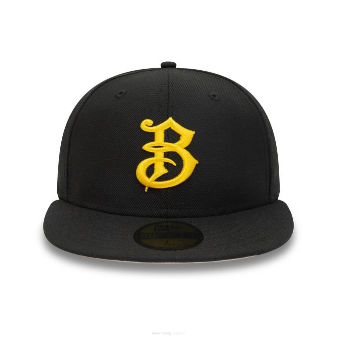 New Era bradenton marauders milb zwart en geel 59fifty getailleerde pet BT24211