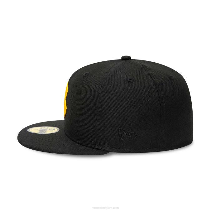 New Era bradenton marauders milb zwart en geel 59fifty getailleerde pet BT24211