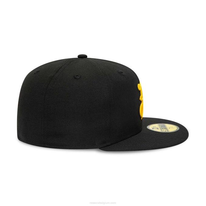 New Era bradenton marauders milb zwart en geel 59fifty getailleerde pet BT24211