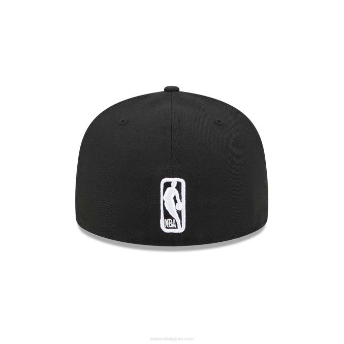 New Era brooklyn nets nba elementen zwart 59fifty getailleerde pet BT241169
