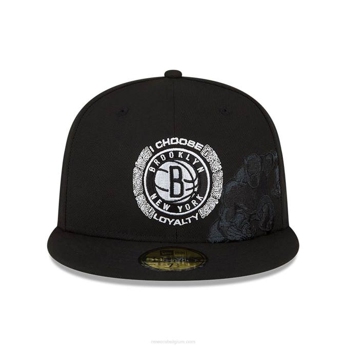 New Era brooklyn nets nba x marvel black panther black 59fifty getailleerde pet BT24188