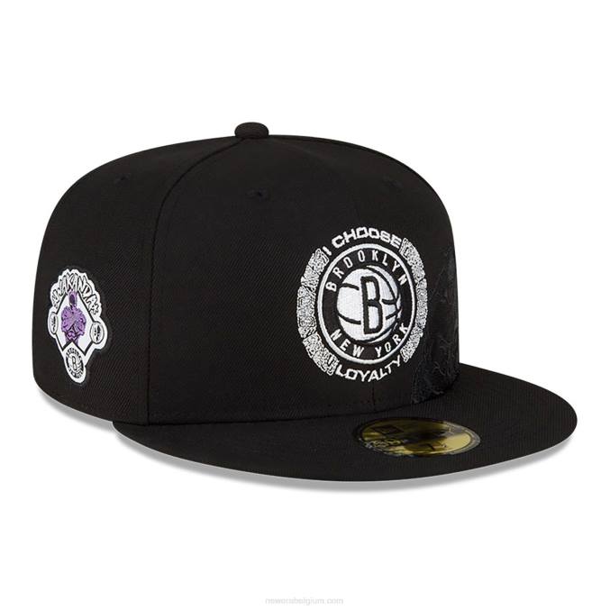 New Era brooklyn nets nba x marvel black panther black 59fifty getailleerde pet BT24188