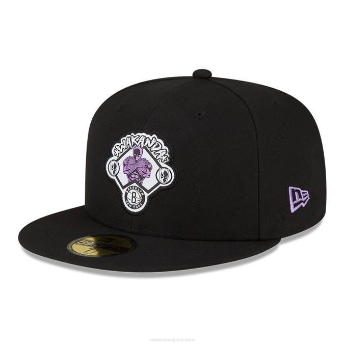 New Era brooklyn nets nba x marvel black panther black 59fifty getailleerde pet BT24250