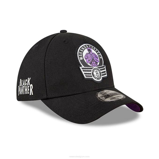 New Era brooklyn nets nba x marvel black panther black 9forty verstelbare pet BT241628