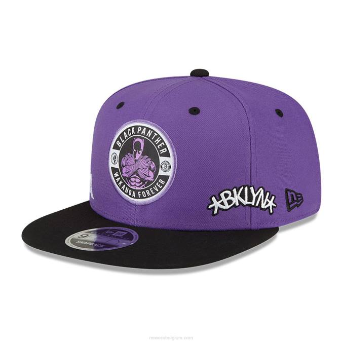 New Era brooklyn nets nba x marvel black panther paarse 9fifty snapback pet BT241990