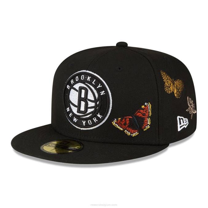 New Era brooklyn nets vilt x nba zwarte 59fifty getailleerde pet BT241405