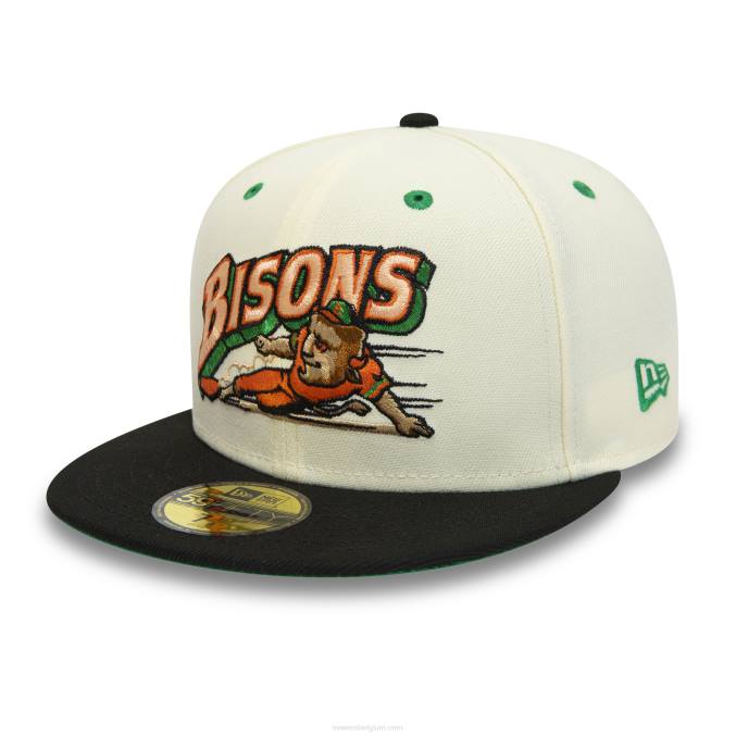 New Era buffalo bisons milb chroom wit 59fifty getailleerde pet BT24482