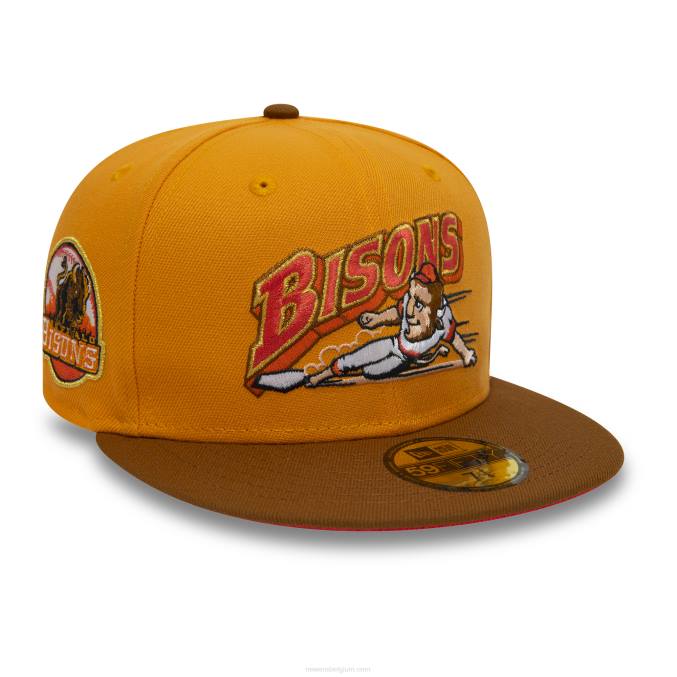 New Era buffalo bisons milb oranje 59fifty getailleerde pet BT24420