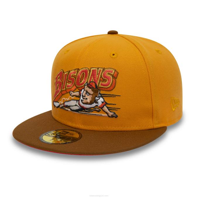 New Era buffalo bisons milb oranje 59fifty getailleerde pet BT24420