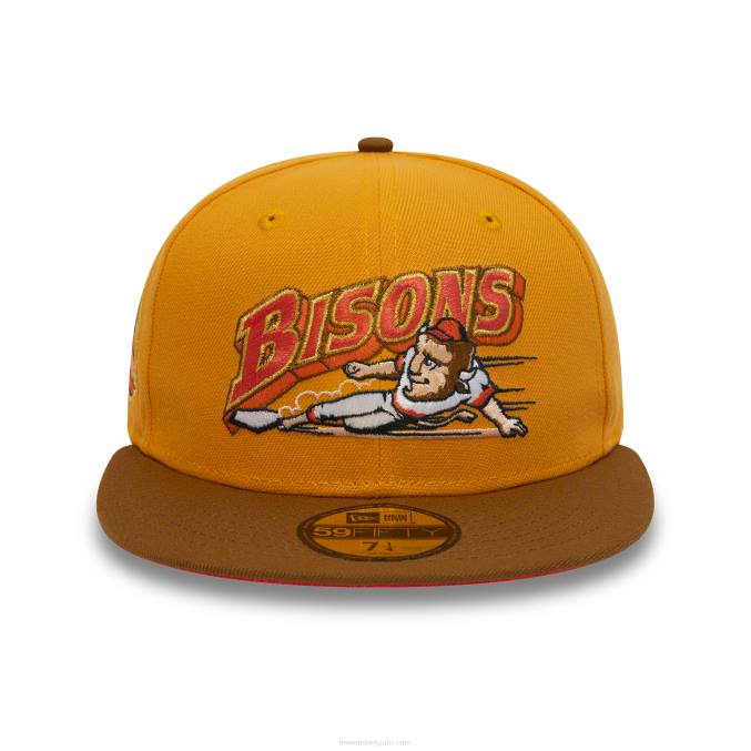 New Era buffalo bisons milb oranje 59fifty getailleerde pet BT24420