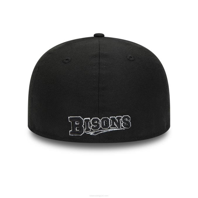 New Era buffalo bisons milb zwart-wit 59fifty getailleerde pet BT24748