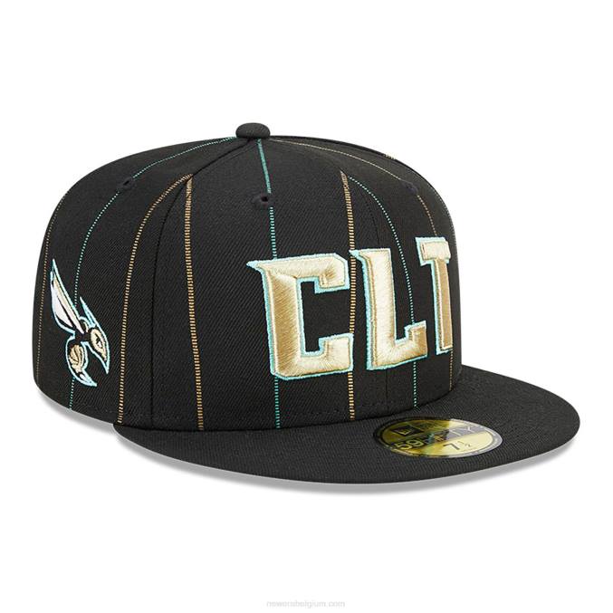 New Era charlotte hornets authentics city edition zwarte 59fifty getailleerde pet BT241355