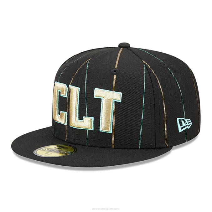 New Era charlotte hornets authentics city edition zwarte 59fifty getailleerde pet BT241355