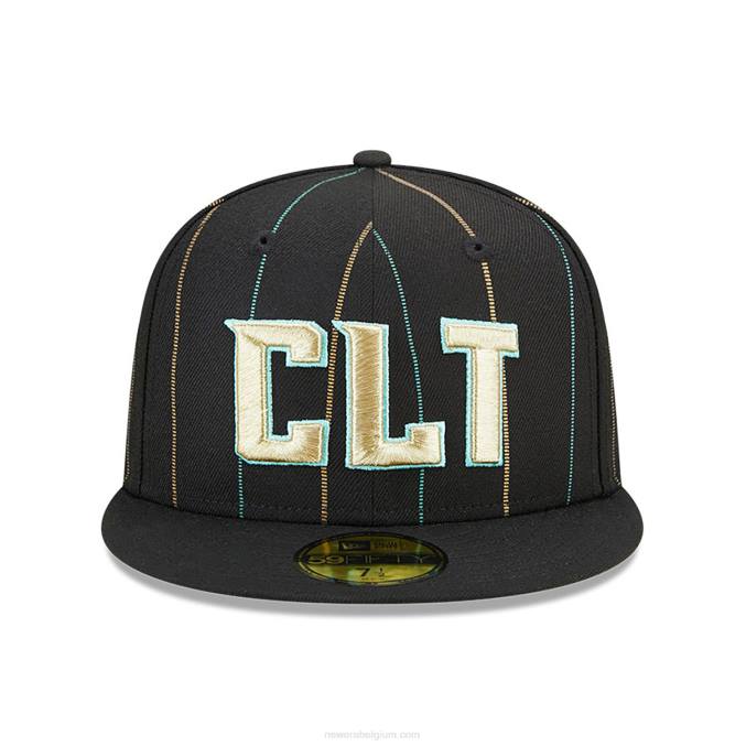 New Era charlotte hornets authentics city edition zwarte 59fifty getailleerde pet BT241355