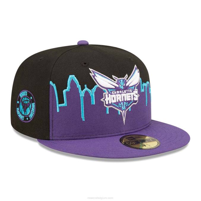 New Era charlotte hornets nba tip off 2022 zwarte 59fifty getailleerde pet BT24408