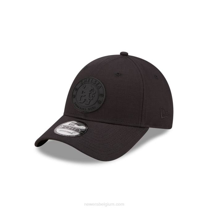 New Era chelsea fc lion crest zwart op zwart ripstop 9forty verstelbare pet BT241684