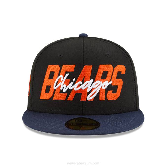 New Era chicago bears nfl draft zwarte 59fifty getailleerde pet BT241211
