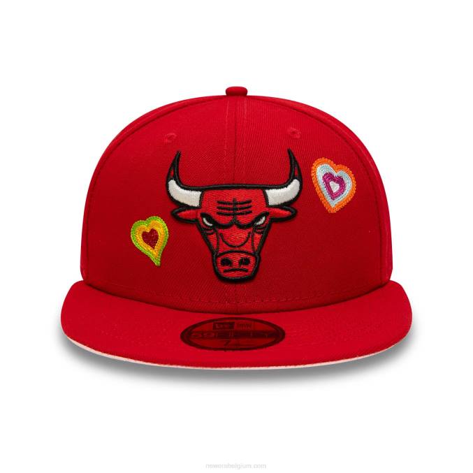 New Era chicago bulls chain stitch hart rood 59fifty fitted cap BT24345