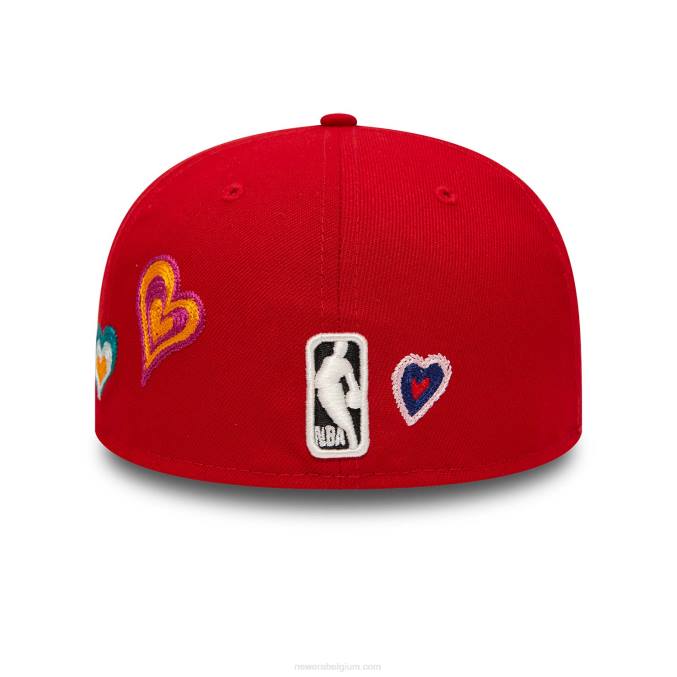 New Era chicago bulls chain stitch hart rood 59fifty fitted cap BT24345
