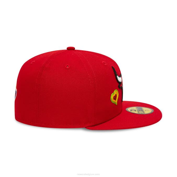 New Era chicago bulls chain stitch hart rood 59fifty fitted cap BT24345