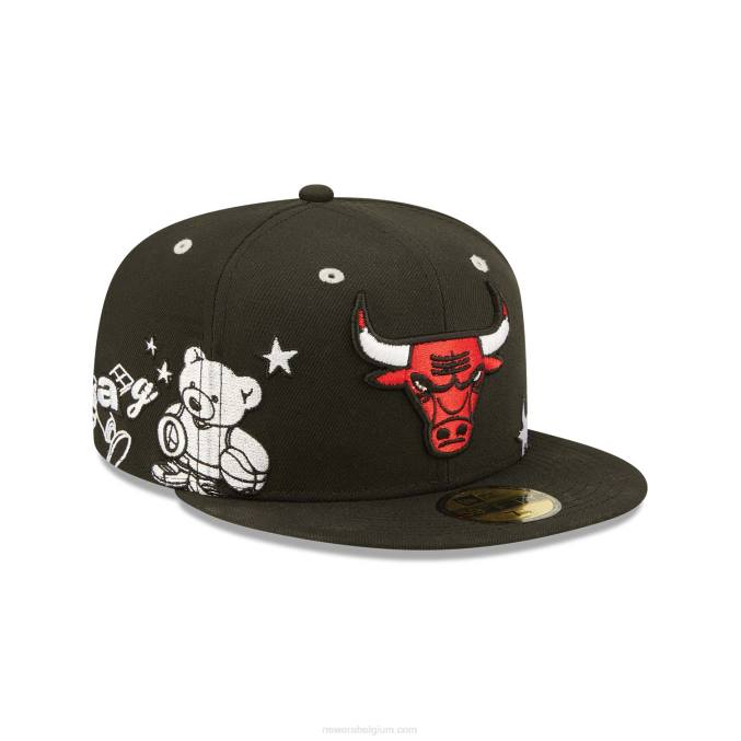New Era chicago bulls teddy zwarte 59fifty getailleerde pet BT24481