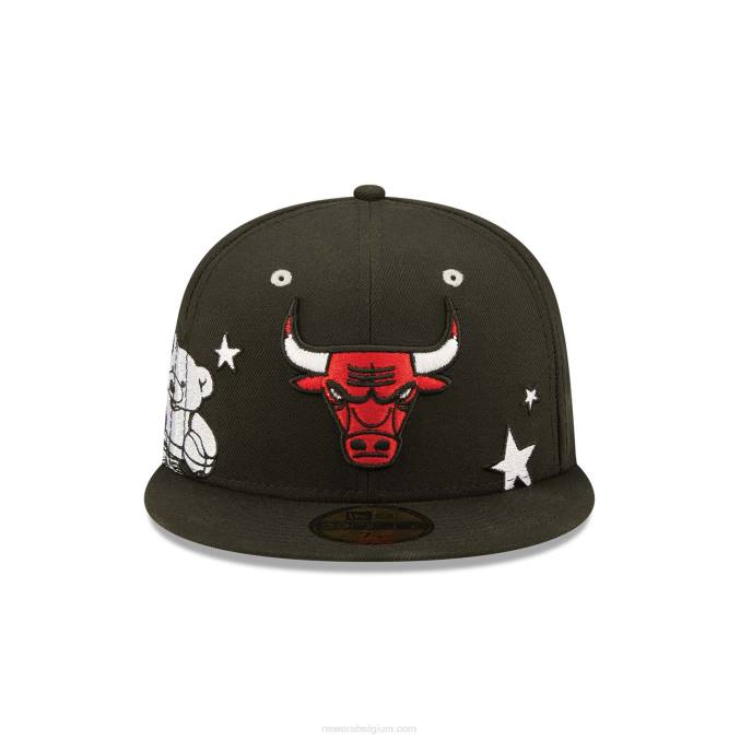 New Era chicago bulls teddy zwarte 59fifty getailleerde pet BT24481