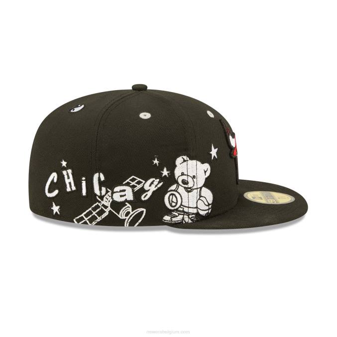New Era chicago bulls teddy zwarte 59fifty getailleerde pet BT24481