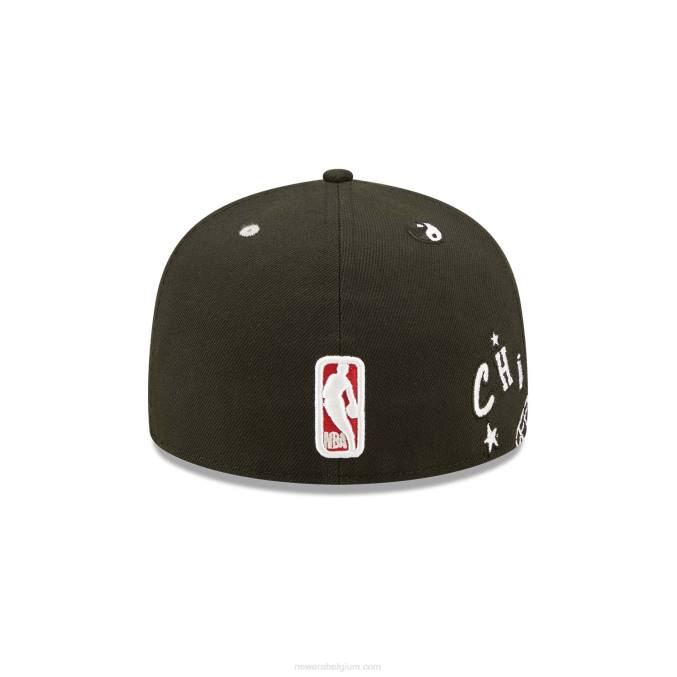 New Era chicago bulls teddy zwarte 59fifty getailleerde pet BT24481