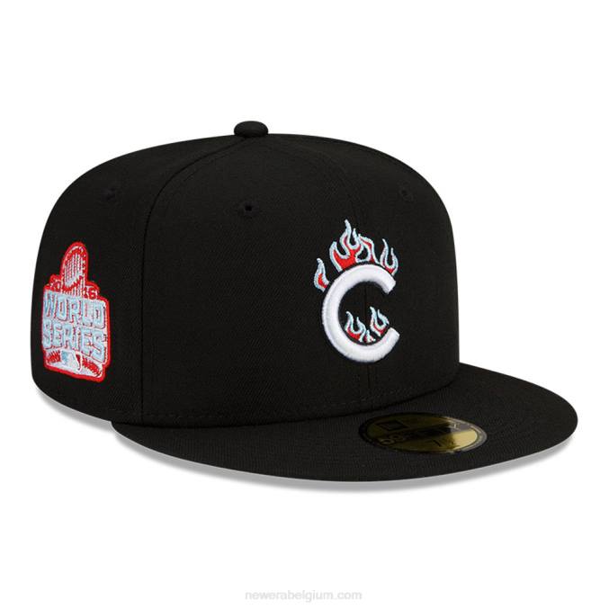 New Era chicago cubs mlb team fire zwarte 59fifty getailleerde pet BT24396