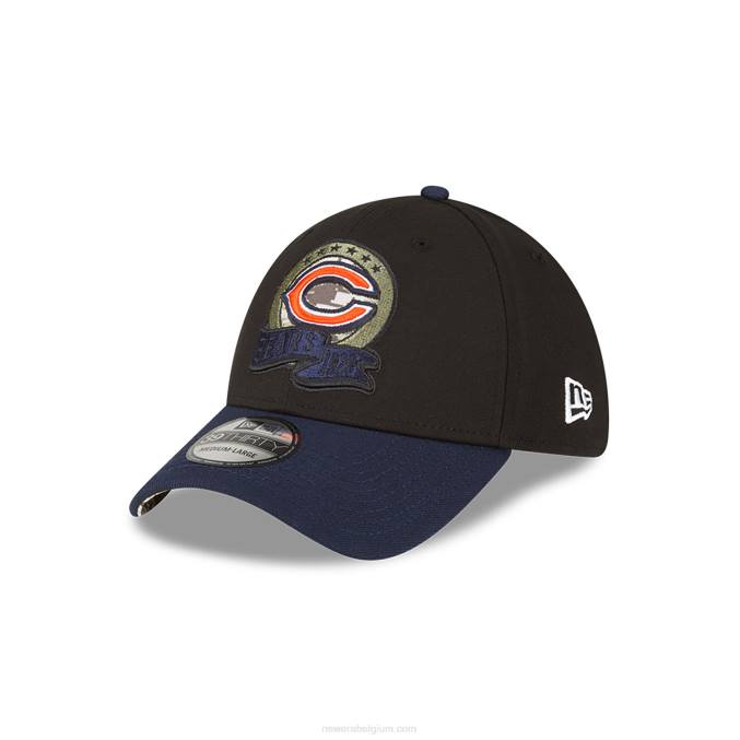 New Era chicago draagt ​​nfl salute to service zwarte 39thirty stretch fit pet BT242172
