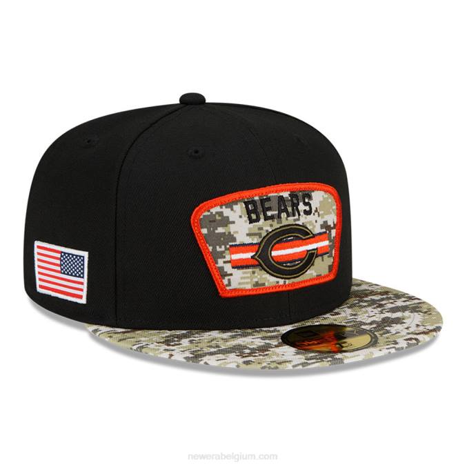 New Era chicago draagt ​​nfl saluut om zwarte 59fifty cap te onderhouden BT241330