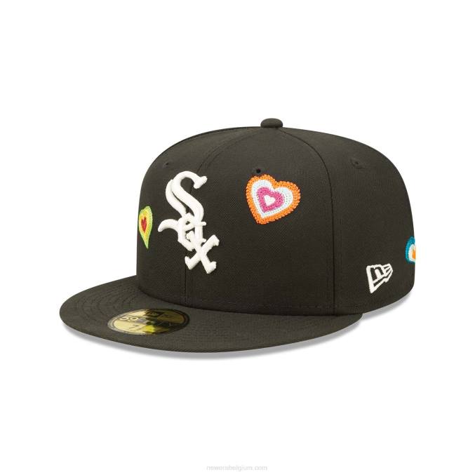 New Era chicago white sox chain stitch hart zwart 59fifty fitted cap BT2497