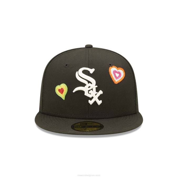 New Era chicago white sox chain stitch hart zwart 59fifty fitted cap BT2497
