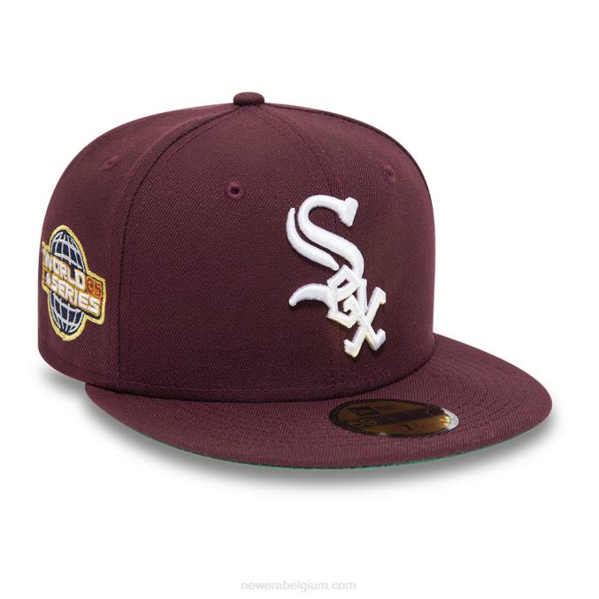 New Era chicago white sox kastanjebruine 59fifty getailleerde pet aan de zijkant BT24548