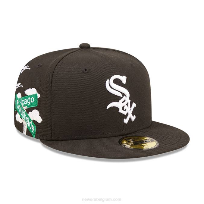 New Era chicago white sox mlb cloud zwart 59fifty getailleerde pet BT24847