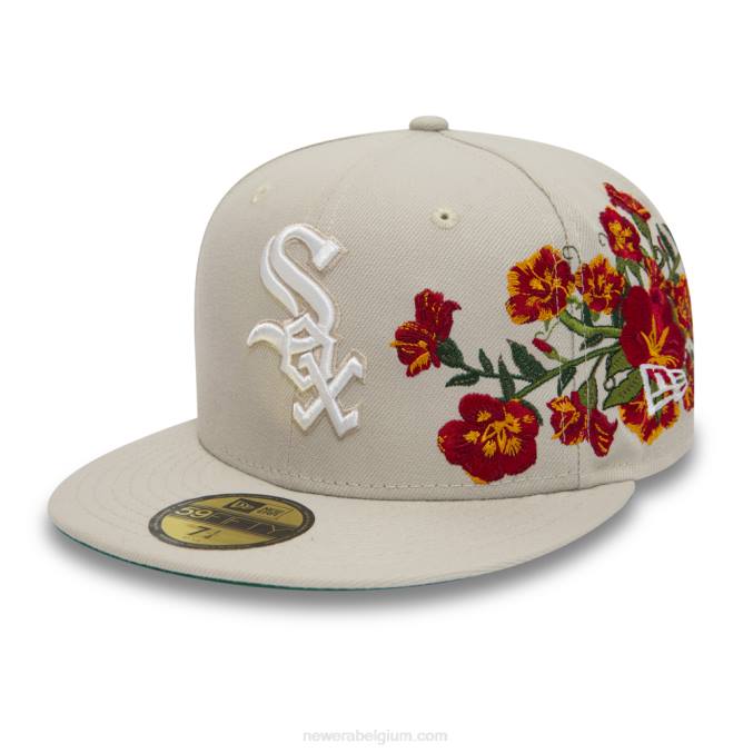 New Era chicago white sox mlb floral lichtbeige 59fifty getailleerde pet BT24443