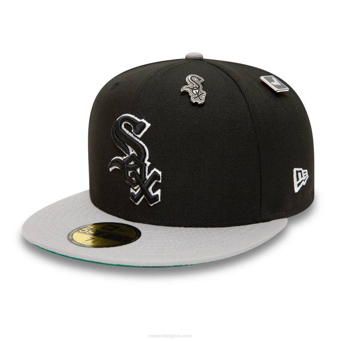 New Era chicago white sox mlb pin badge zwart 59fifty getailleerde pet BT24997