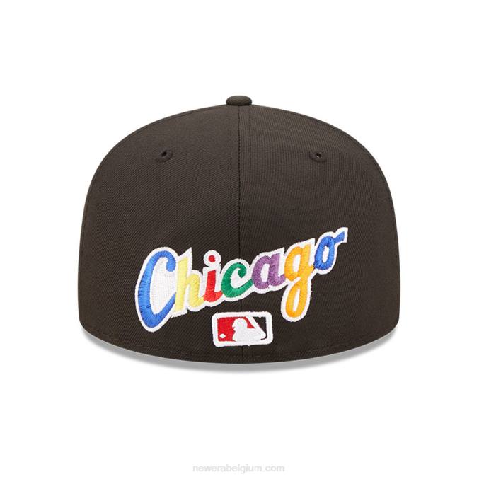New Era chicago white sox mlb prismatisch zwart 59fifty getailleerde pet BT24117