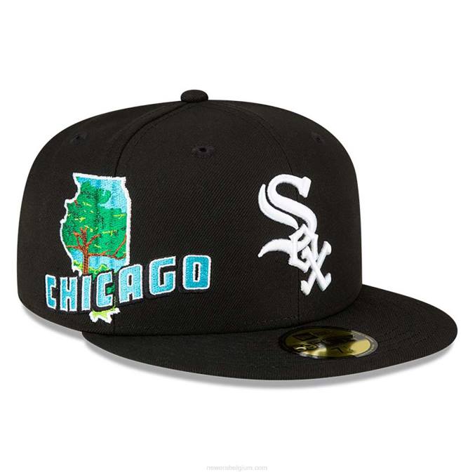 New Era chicago white sox stateview zwarte 59fifty getailleerde pet BT241048
