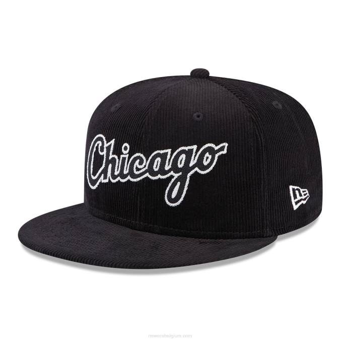 New Era chicago white sox vintage koord zwart 59fifty getailleerde pet BT24199