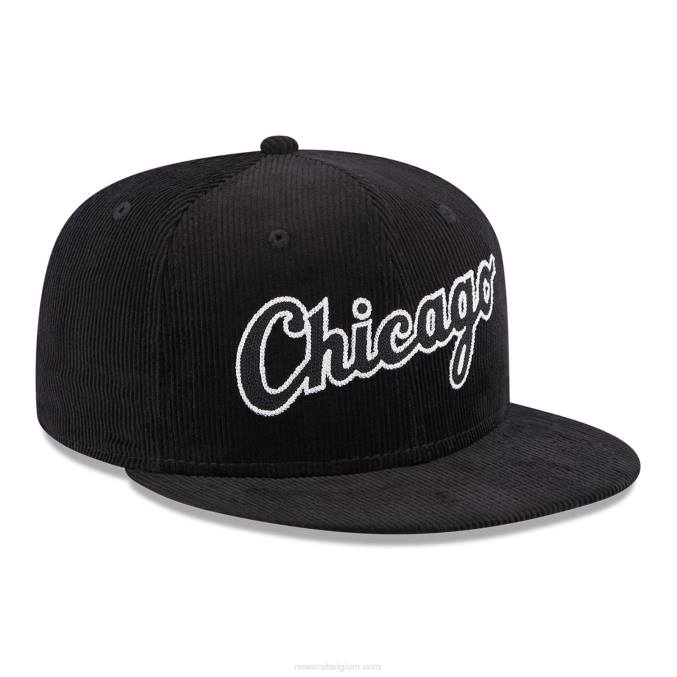 New Era chicago white sox vintage koord zwart 59fifty getailleerde pet BT24199