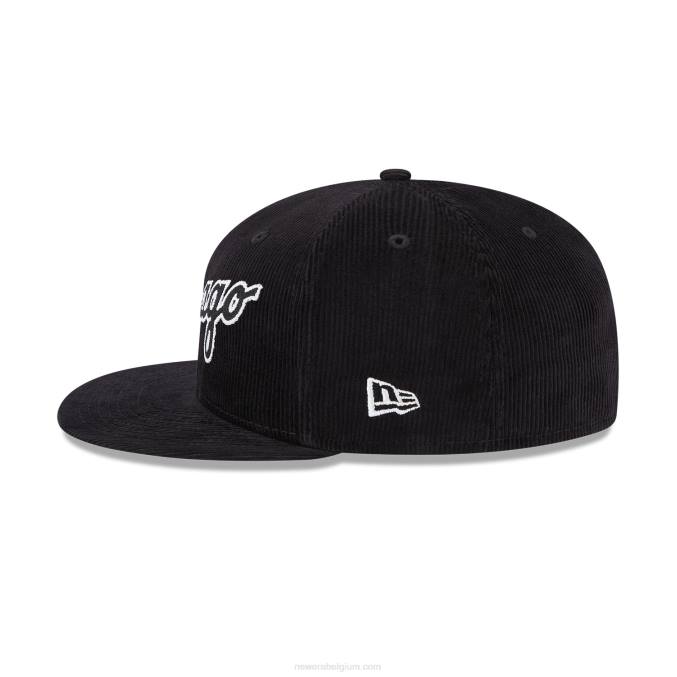 New Era chicago white sox vintage koord zwart 59fifty getailleerde pet BT24199