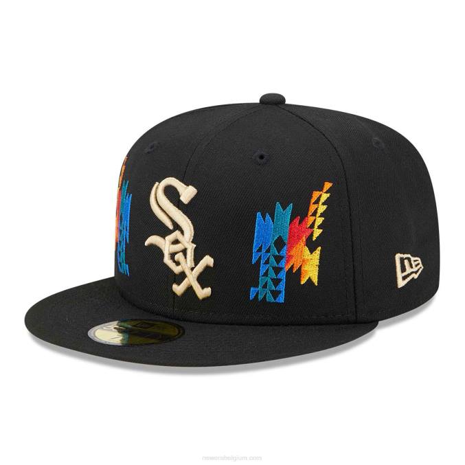 New Era chicago white sox zuidwestelijke zwarte 59fifty getailleerde pet BT24821