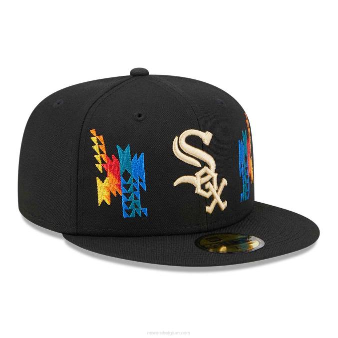 New Era chicago white sox zuidwestelijke zwarte 59fifty getailleerde pet BT24821