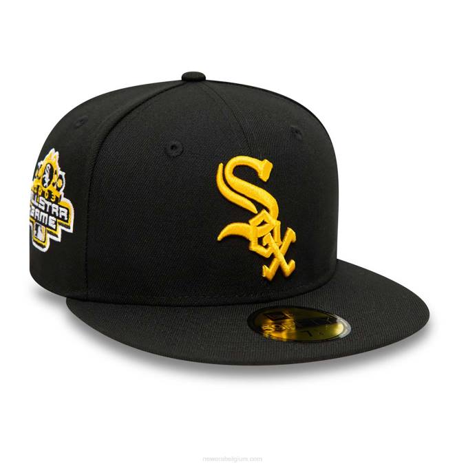New Era chicago wit sox zwart en geel 59fifty getailleerde pet BT24264