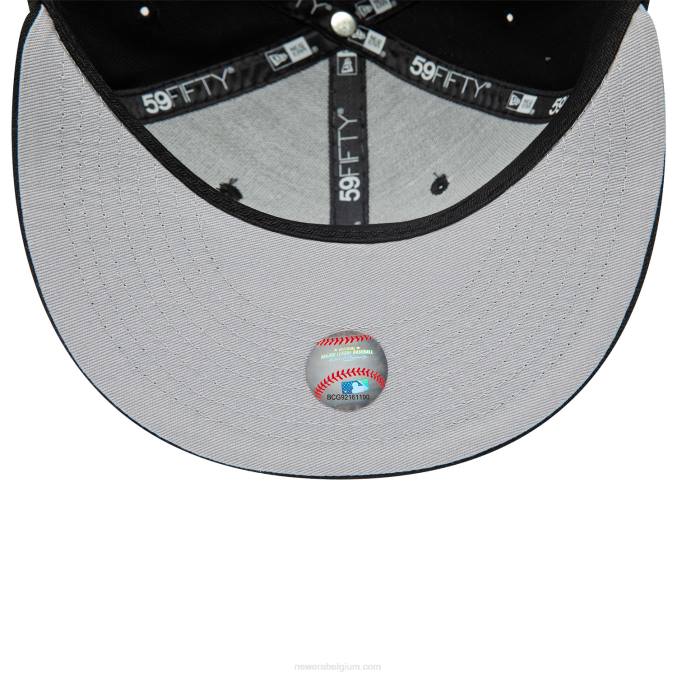 New Era chicago witte sox dubbele logo zwarte 59fifty getailleerde pet BT2412