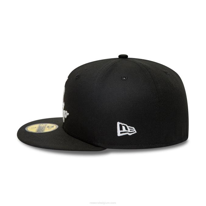 New Era chicago witte sox dubbele logo zwarte 59fifty getailleerde pet BT2412